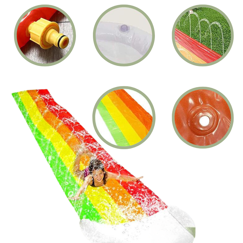 Toboggan Aquatique pour Enfants avec Fontaine + BONUS 2 Bouées de Poitrine