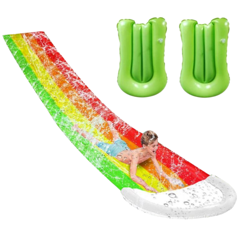 Toboggan Aquatique pour Enfants avec Fontaine + BONUS 2 Bouées de Poitrine
