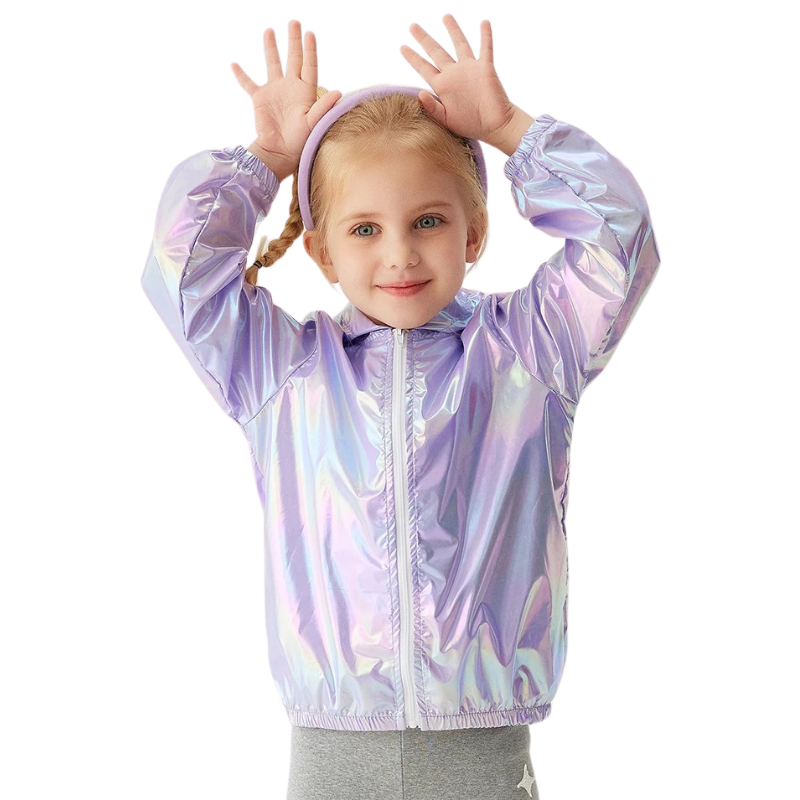 Veste Coupe-Vent Métallisée Enfant avec Capuche