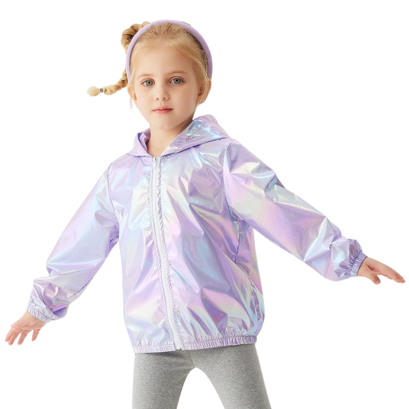 Veste Coupe-Vent Métallisée Enfant avec Capuche