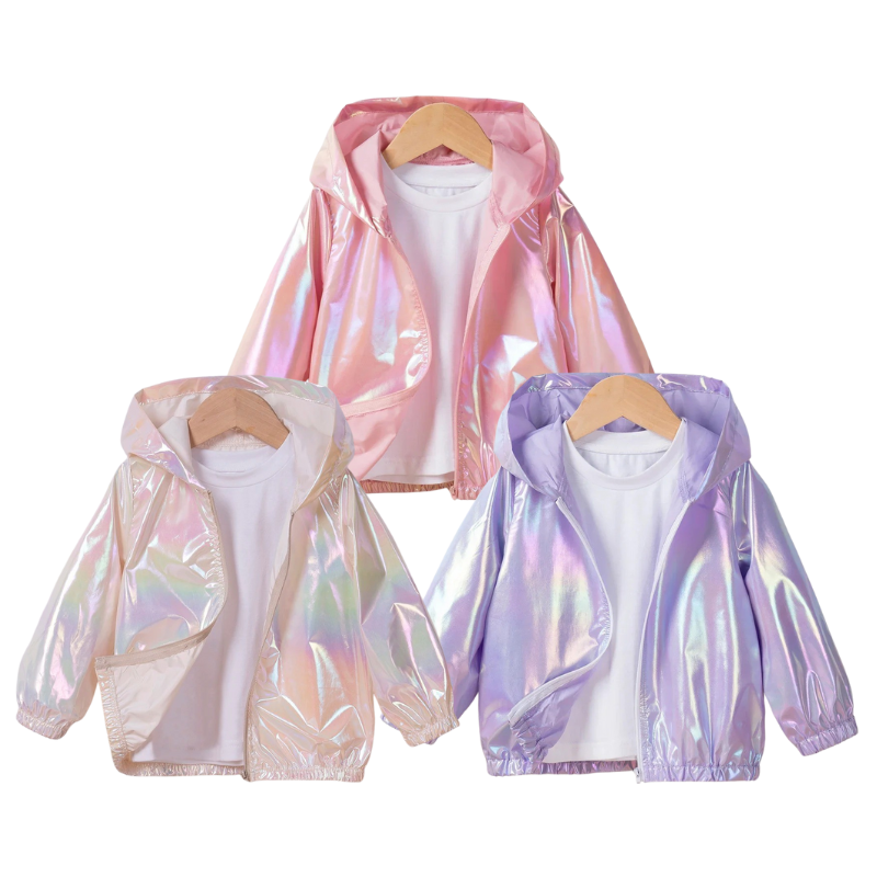 Veste Coupe-Vent Métallisée Enfant avec Capuche