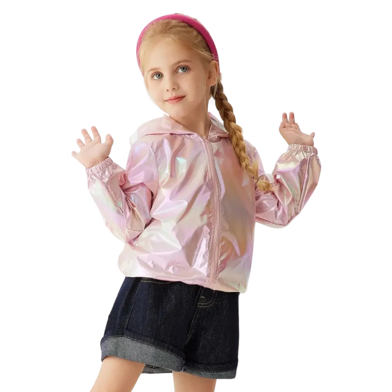 Veste Coupe-Vent Métallisée Enfant avec Capuche