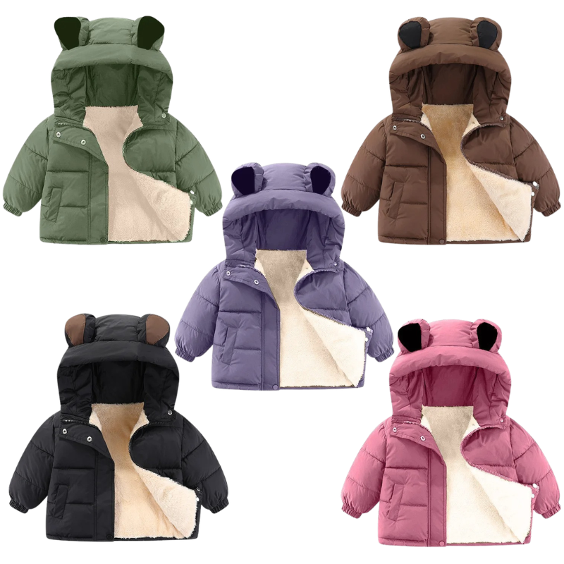 Veste d’Hiver Enfant Doublée avec Capuche Ours