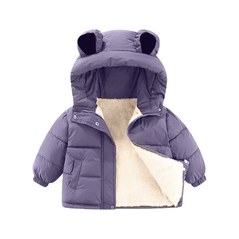 Veste d’Hiver Enfant Doublée avec Capuche Ours