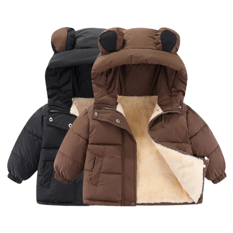 Veste d’Hiver Enfant Doublée avec Capuche Ours