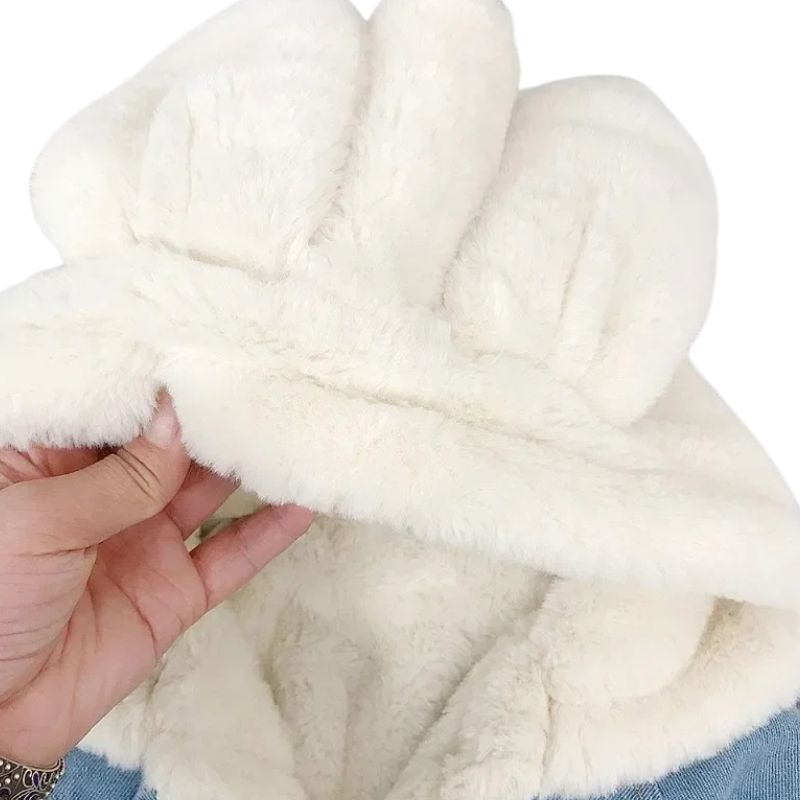 Veste en Jean Doublée Enfant avec Capuche Lapin