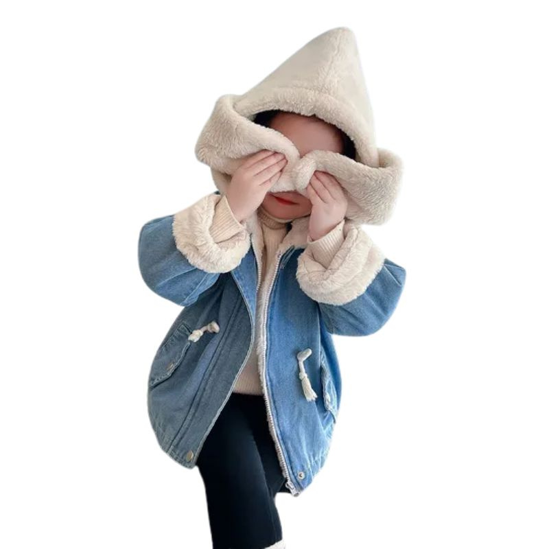 Veste en Jean Doublée Enfant avec Capuche Lapin