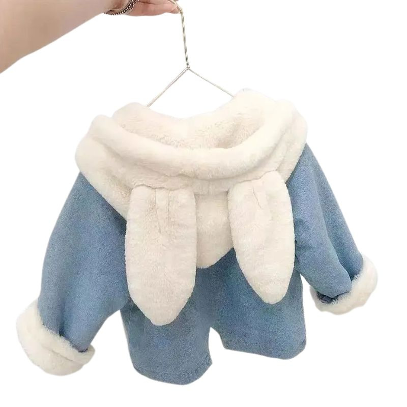 Veste en Jean Doublée Enfant avec Capuche Lapin