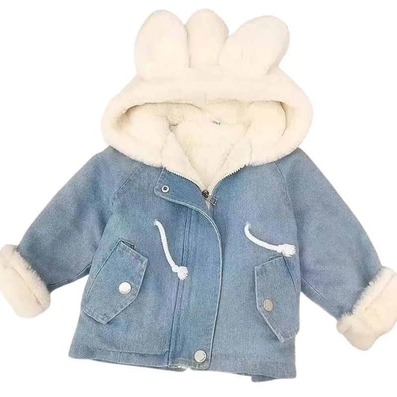 Veste en Jean Doublée Enfant avec Capuche Lapin