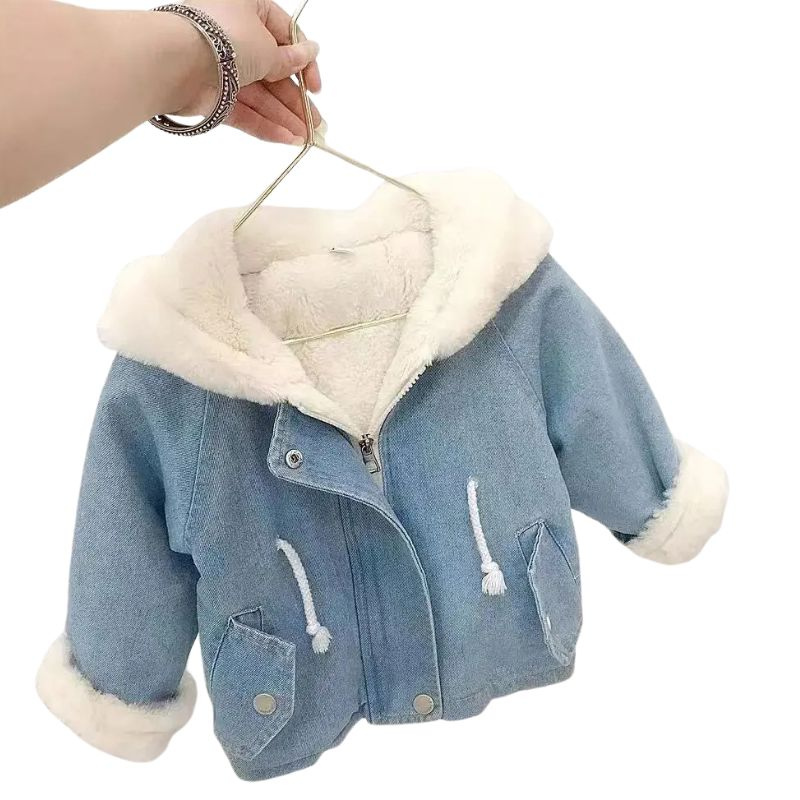 Veste en Jean Doublée Enfant avec Capuche Lapin