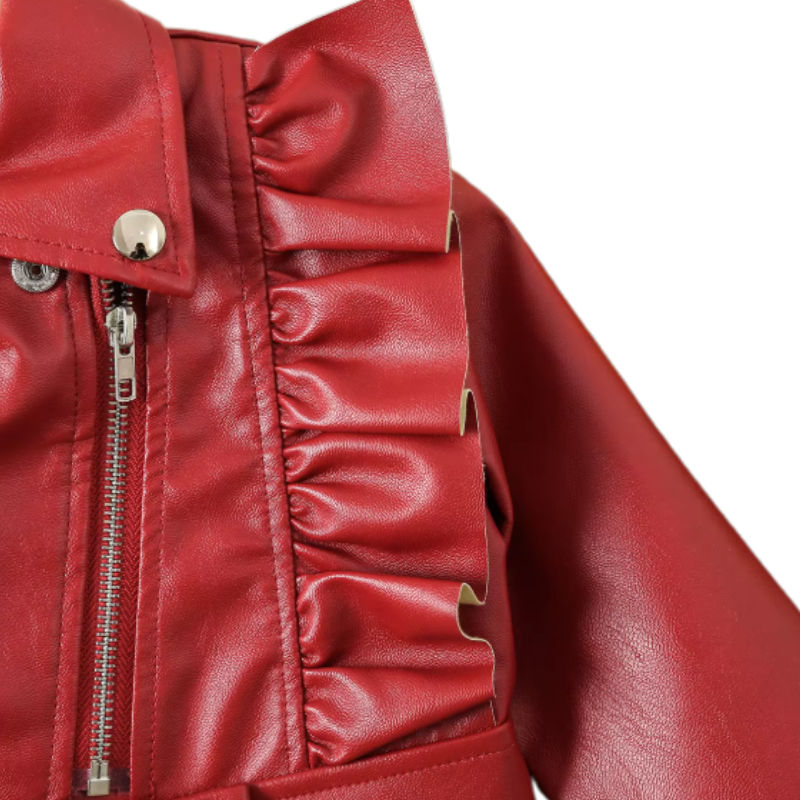 Veste et Béret en Similicuir pour Fille