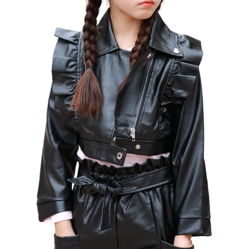 Veste et Béret en Similicuir pour Fille